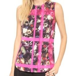 Thakoon Addition Floral Plaid Split Side Tank